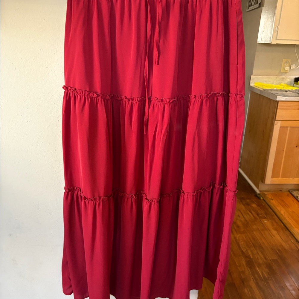 Elegant Red Maxi Skirt